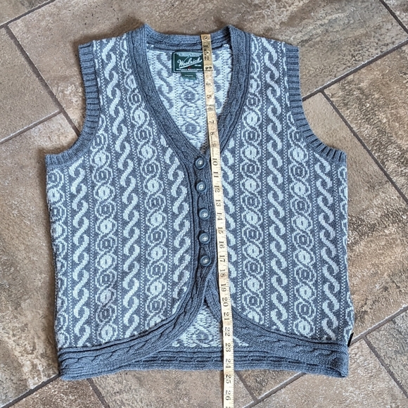 Woolrich Sweater Vest Women's Charcoal Heather Cotton Cable Knit Size L. - Picture 9 of 15